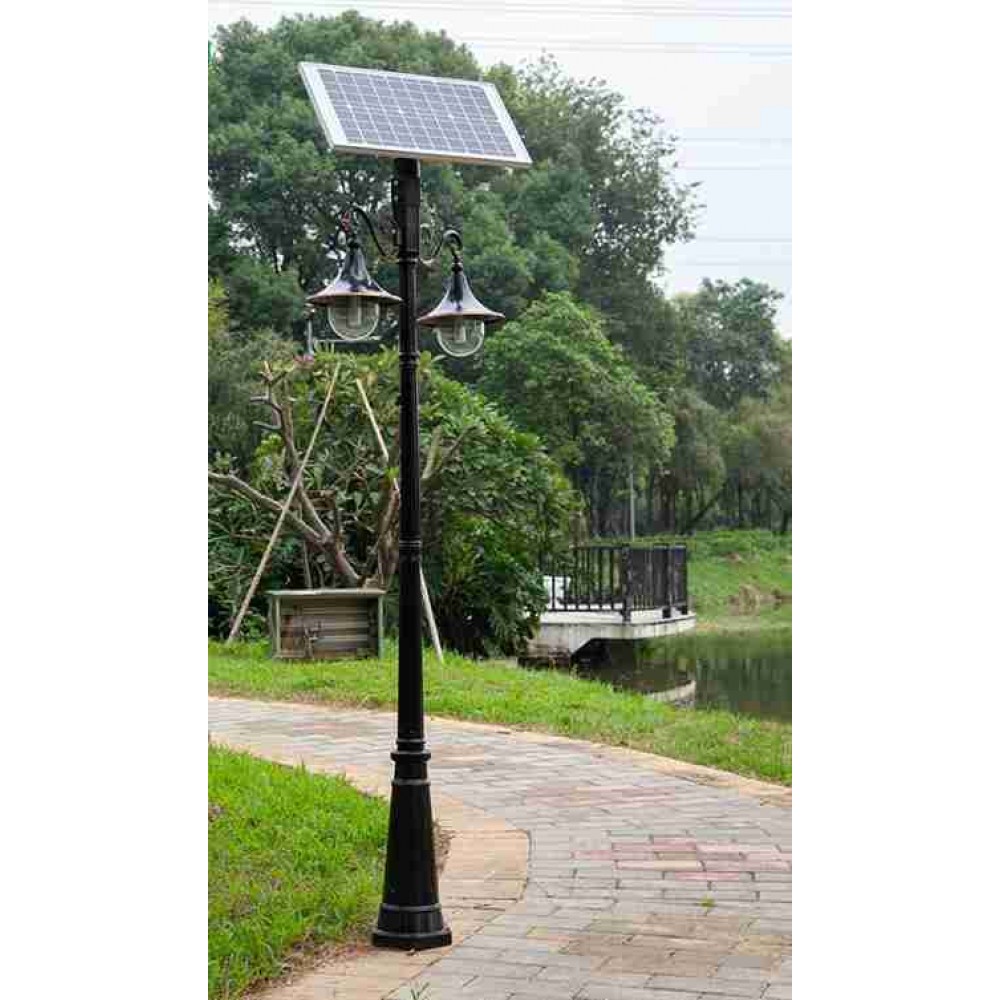Автономный парковый фонарь на солнечных батареях с опорой.